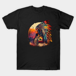 Native American Woman | Psychedelic Art T-Shirt